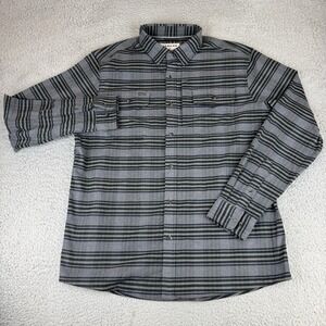 Poncho Shirt Mens Xl Gray Slim Fit Magnetic Pockets Fishing Flannel Western